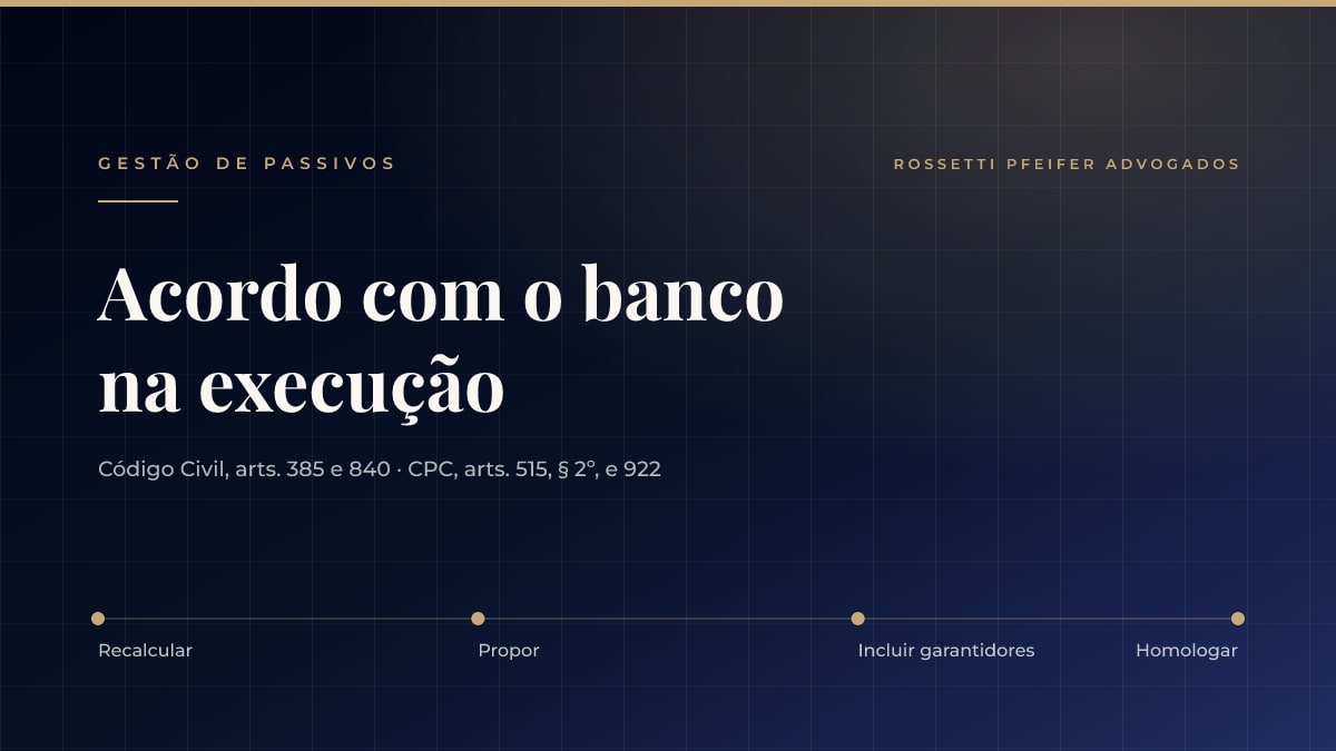 Acordo com o banco na execução: como negociar redução, parcelamento e a situação dos familiares executados