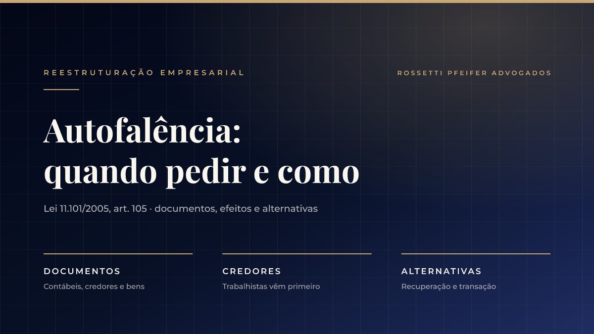 Autofalência: quando a empresa deve pedir a própria falência, que documentos apresentar e que alternativas avaliar antes