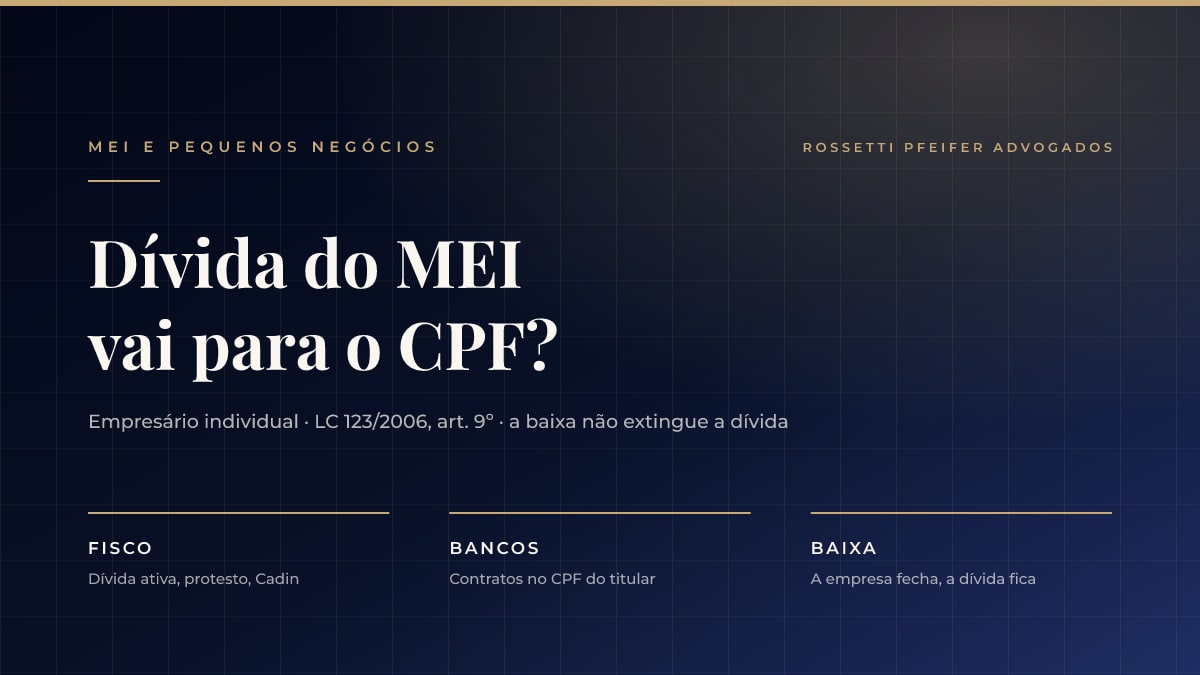 Dívida do MEI vai para o CPF? O que a lei diz sobre patrimônio pessoal, baixa do CNPJ e nome negativado